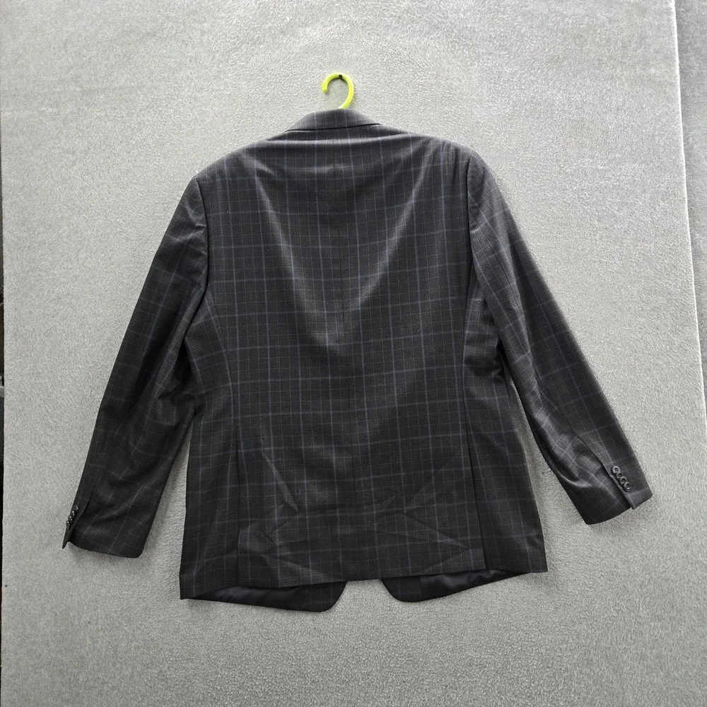 Michael Kors Men Blazer 44L Gray Suit‎ Jacket Plaid Two Button Long Sleeve